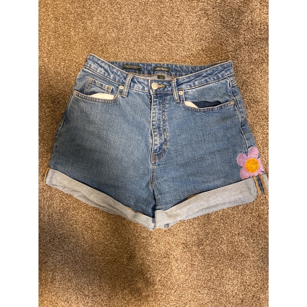 Wild Fable Denim Shorts Womens 6 Blue Excellent Super High Rise Flower Patch - Picture 3 of 3